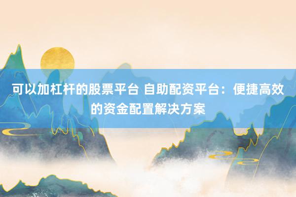 可以加杠杆的股票平台 自助配资平台：便捷高效的资金配置解决方案