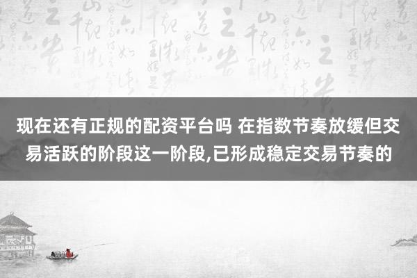 现在还有正规的配资平台吗 在指数节奏放缓但交易活跃的阶段这一阶段，已形成稳定交易节奏的